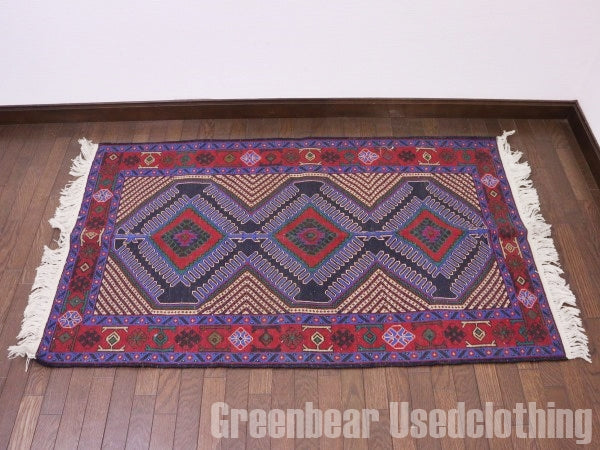 RAGQ204 未使用品 アフガンラグ ビンテージトライバルラグ ウール絨毯 145cm×88cm