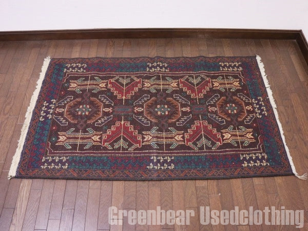 RAGQ206 未使用品 アフガンラグ ビンテージトライバルラグ ウール絨毯 146cm×87cm