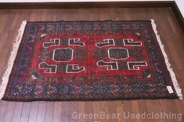 RAGU038 トライバルラグ 137cm×89.5cm ウール絨毯 アンティーク ヴィンテージ