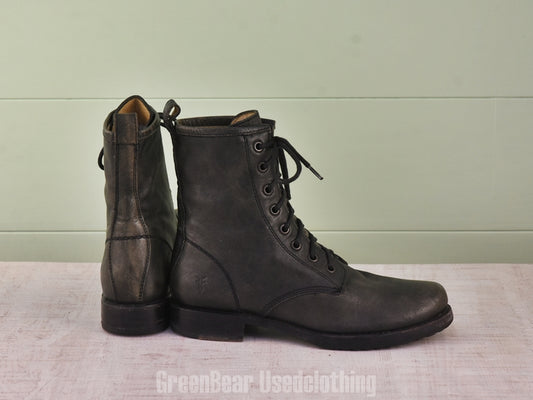 F166 メキシコ製 FRYE レディースブーツ チャコール 7B 25cm