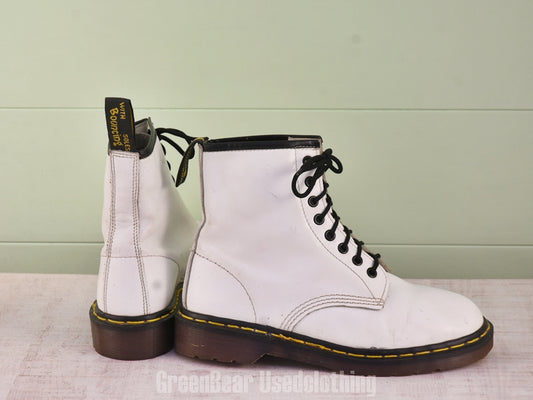 F167 イギリス製 Dr.Martens ビンテージ 8ホールブーツ 白 レディース 7 25cm