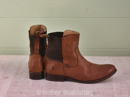 E368 メキシコ製 FRYE レディースブーツ 茶 8B 25cm