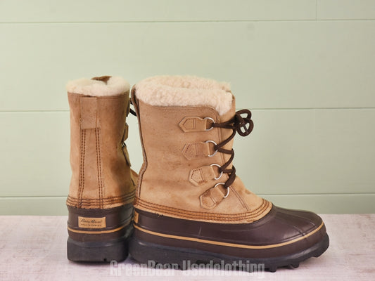 F186 カナダ製 SOREL×エディーバウアー ビンテージ スノーブーツ 茶 レディース 7F 24cm