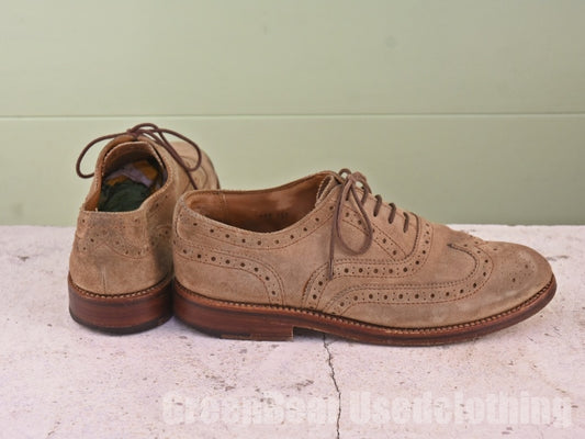 メンズ GRENSON ウイングチップシューズ スウェード 茶 7 25cm B166