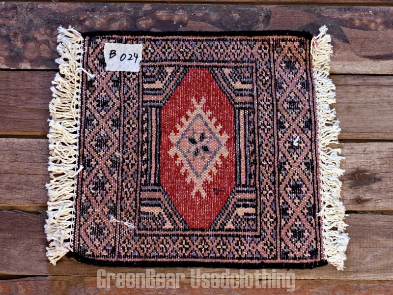 RAGB024 ヴィンテージ ミニラグ トライバルラグ 絨毯 29cm×28.5cm