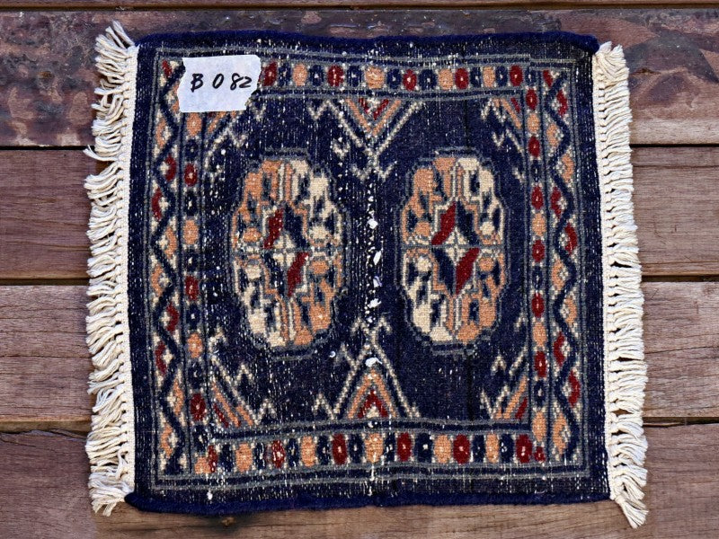 RAGB082 ヴィンテージ ミニラグ トライバルラグ 絨毯 29cm×27.5cm