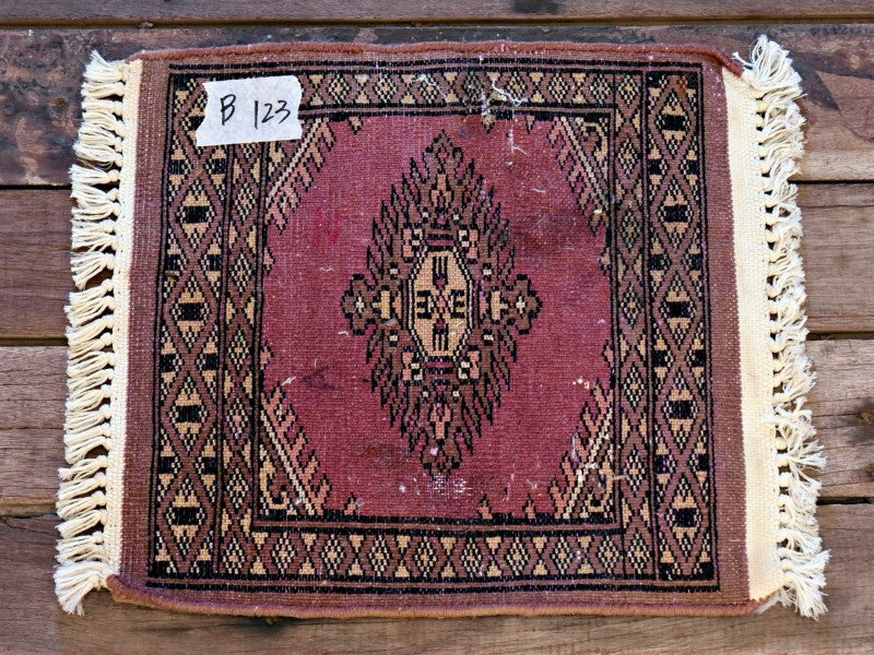 RAGB123 ヴィンテージ ミニラグ トライバルラグ 絨毯 30.5cm×30.5cm