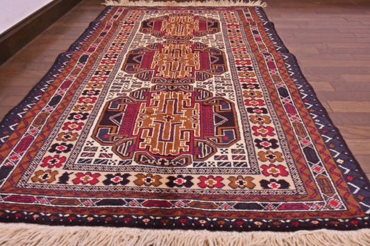RAGU181 トライバルラグ ウール絨毯 アンティーク ヴィンテージ 82cm×146cm