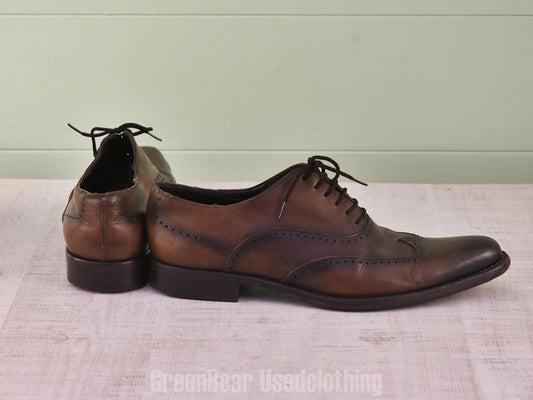 D089 イタリア製 Ermenegildo Zegna ウイングチップシューズ 茶 メンズ 8.5 26.5cm