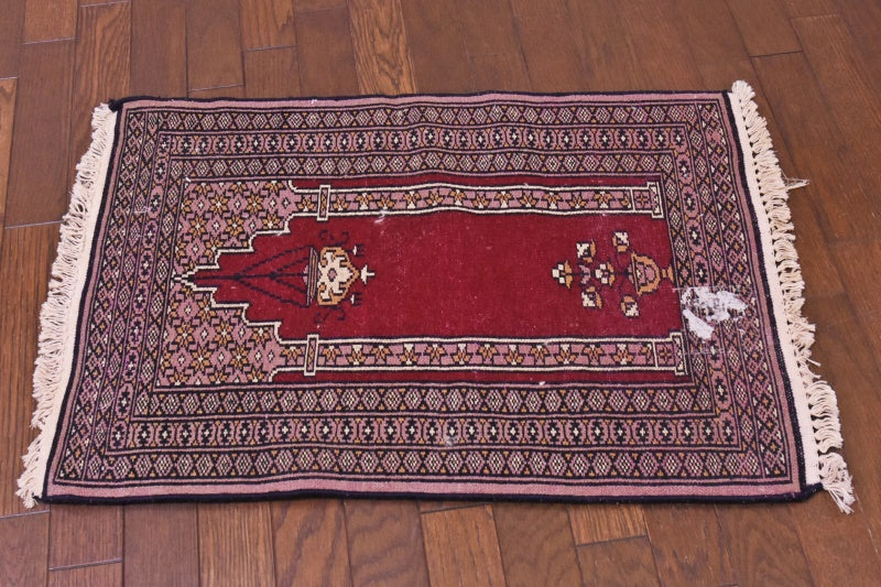 RAGU219 トライバルラグ ウール絨毯 アンティーク ヴィンテージ 45cm×62cm