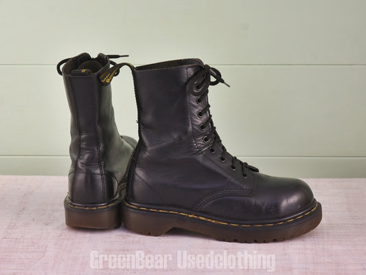D128 イギリス製 Dr.Martens ビンテージ レディースブーツ スチールトゥ 黒 4 23cm