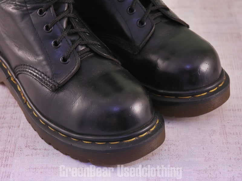 D128 イギリス製 Dr.Martens ビンテージ レディースブーツ スチールトゥ 黒 4 23cm