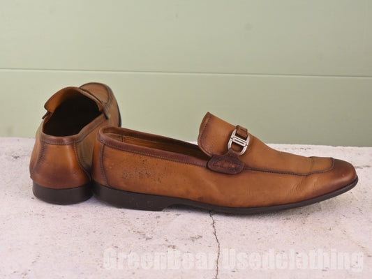 高級 MAGNANNI ローファー 茶 メンズ 10M 28cm C038