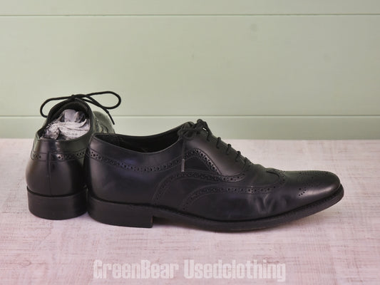 D144 イギリス製 Loake ビンテージ ビジネスシューズ ウイングチップ 黒 メンズ 7 25cm