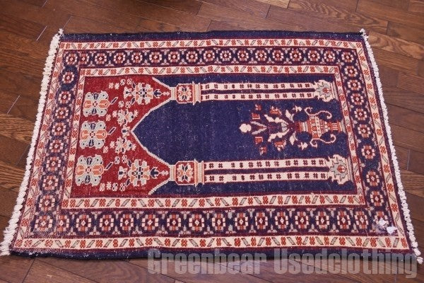 RAGR197 トライバルラグマット ウール絨毯 ヴィンテージ 63cm×87cm