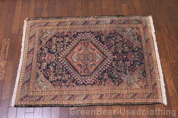 RAGU144 トライバルラグ ウール絨毯 アンティーク ヴィンテージ カーペット 107cm×75.5cm