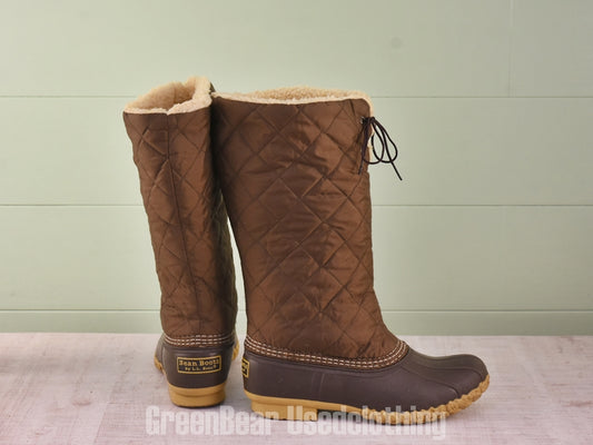D187 USA製 L.L.Bean ビーンブーツ ナイロン 茶 レディース W8 25cm