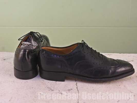 USA製 Johnston&Murphy ビンテージ ビジネスシューズ ウイングチップ 黒 メンズ 9D 27cm C091