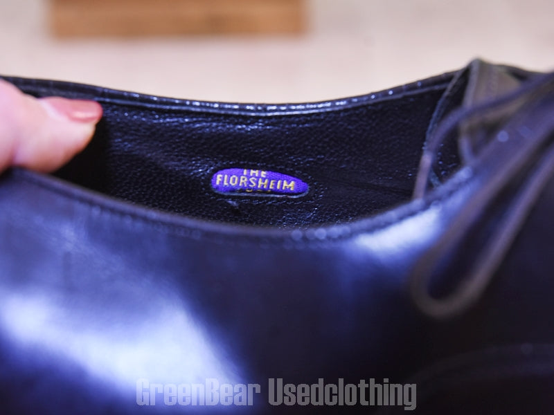 E487 USA製 FLORSHEIM ビンテージ ストレートチップシューズ 黒 メンズ 9.5EEE 27.5cm