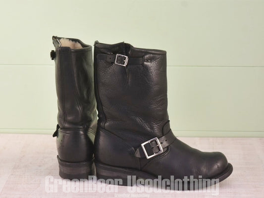 D025 メキシコ製 FRYE エンジニアブーツ インナーボア 黒 レディース 7M 24cm