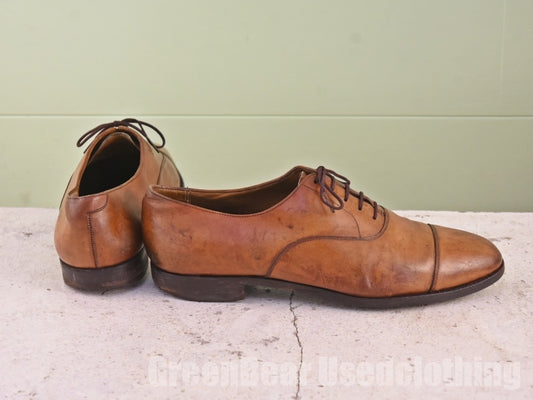 イギリス製 CROCKETT&JONES 高級 ビンテージ ビジネスシューズ ストレートチップ 茶 メンズ 8.5F 26.5cm C179