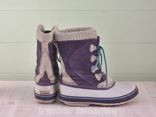 E526 レディース L.L.Bean スノーブーツ スウェード 紫 W10 27cm