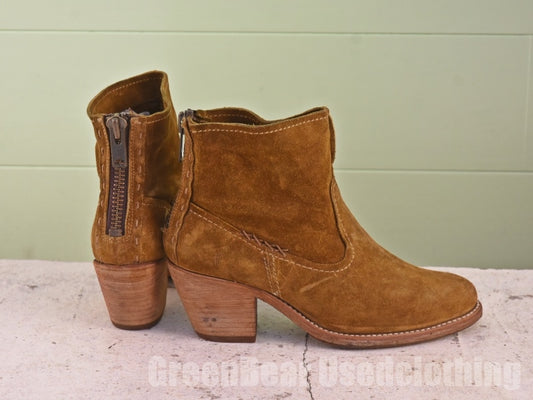 メキシコ製 FRYE レディースブーツ スウェード 茶 8B 25cm C203