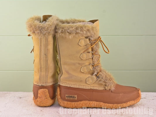 カナダ製 SOREL ビンテージ スノーブーツ ベージュ レディース 8W 25cm Z295