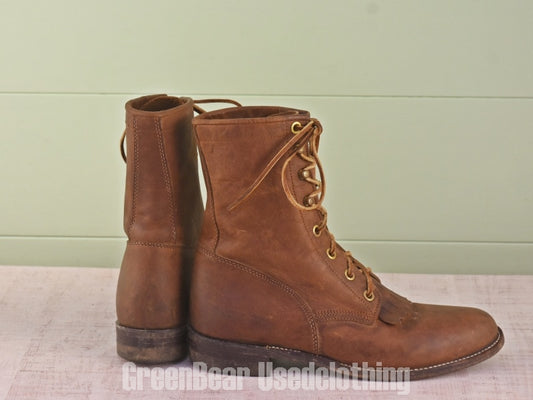 D062 USA製 Justin ビンテージ レディースブーツ 茶 6B 23cm