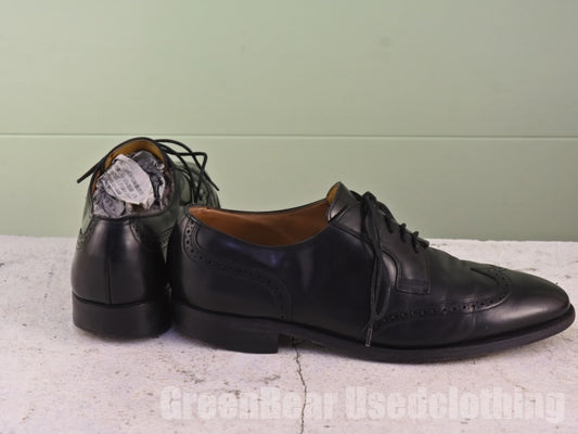 USA製 Johnston&Murphy ビンテージ ビジネスシューズ ウイングチップ 黒 メンズ 9.5D 27.5cm A546