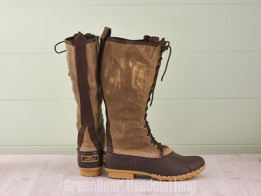 E604 USA製 L.L.Bean ビーンブーツ キャンバス カーキ メンズ 25.5cmくらい