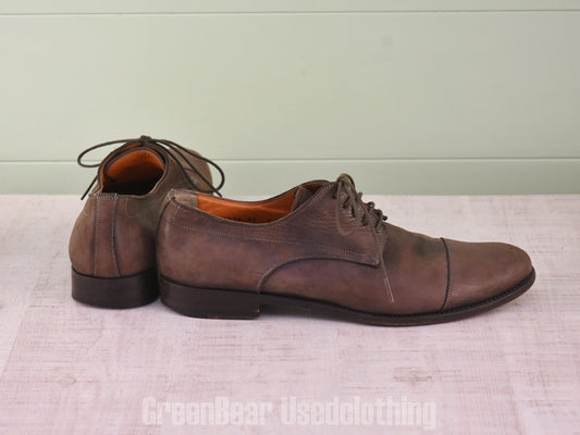 E629 イタリア製 Santoni ビジネスシューズ ストレートチップ 茶系 メンズ 7.5 25.5cm