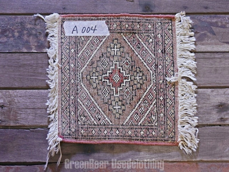 RAGA004 ヴィンテージ ミニラグ トライバルラグ 絨毯 30.5cm×27cm