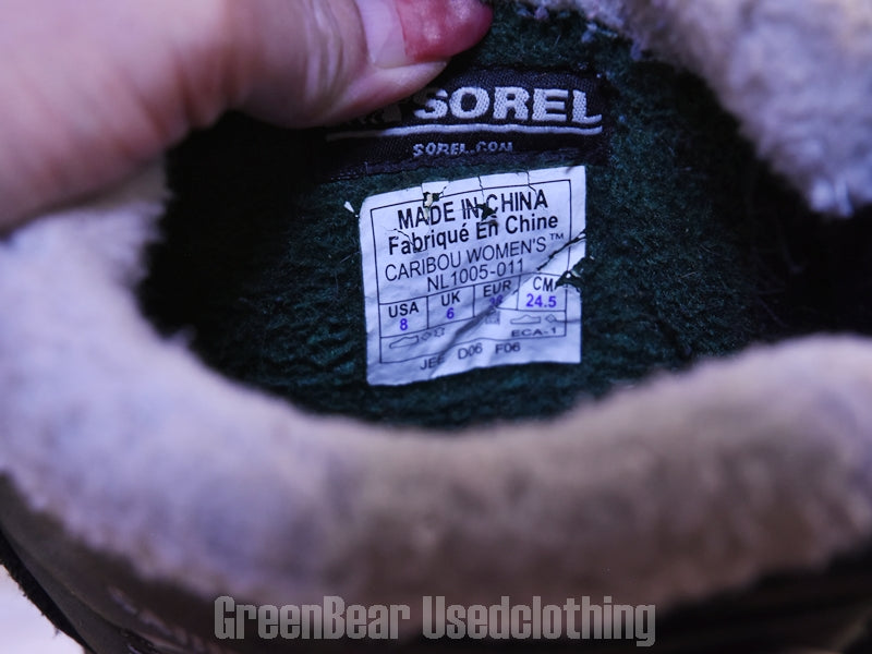 E644 レディース SOREL スノーブーツ 黒 24.5cm