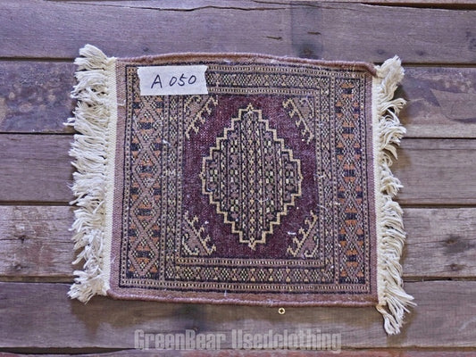 RAGA050 ヴィンテージ ミニラグ トライバルラグ 絨毯 29cm×30.5cm