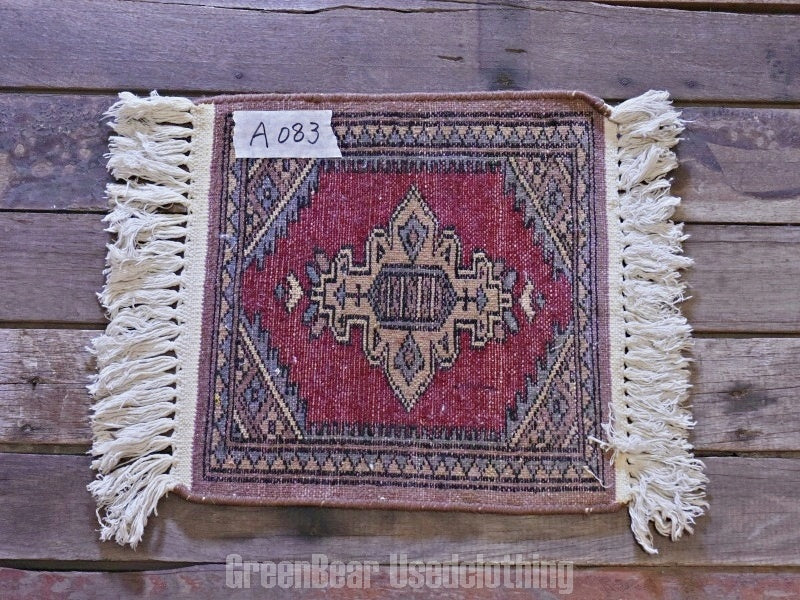 RAGA083 ヴィンテージ ミニラグ トライバルラグ 絨毯 31cm×28.5cm