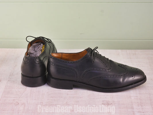 E719 フランス製 J.M.Weston ビンテージ ウイングチップシューズ 黒 メンズ 8.5G 26.5cm