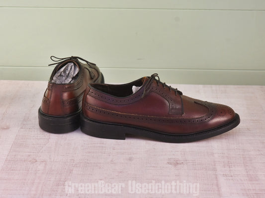 E723 USA製 ビジネスシューズ ウイングチップ ビンテージ ワイズ細め 茶 メンズ 8.5D 26.5cm
