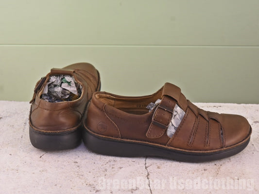 ドイツ製 Foot Prints ウォーキングシューズ 茶 レディース EU37 24cm Z448