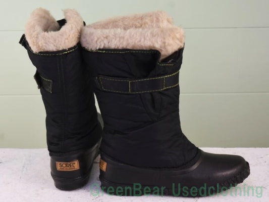 P526 カナダ製 SOREL ビンテージ スノーブーツ ウィンターブーツ ナイロン 紺 ネイビー レディース キッズ 5W 22cm