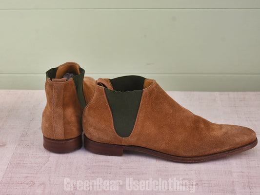 E752 イギリス製 CROCKETT&JONES ビンテージ サイドゴアブーツ スウェード 茶 メンズ 7.5 25.5cm