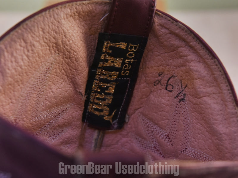 E767 メキシコ製 Botas LAREDO ビンテージ ウエスタンブーツ ウナギ革 エンジ メンズ 26.5cm