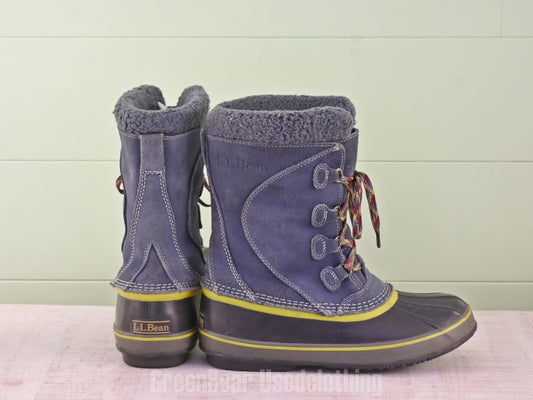 E224 キッズ レディース L.L.Bean スノーブーツ 青 kids6 24cm