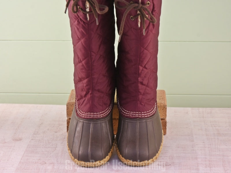 E232 USA製 L.L.Bean ビーンブーツ ナイロン エンジ レディース 8M 25cm