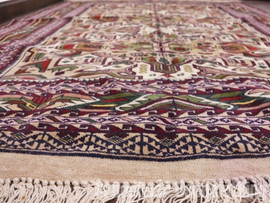 RAGQ245 未使用品 アフガンラグ ビンテージトライバルラグ ウール絨毯 161cm×123.5cm