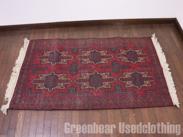 RAGQ258 未使用品 アフガンラグ ビンテージトライバルラグ ウール絨毯 146cm×87cm
