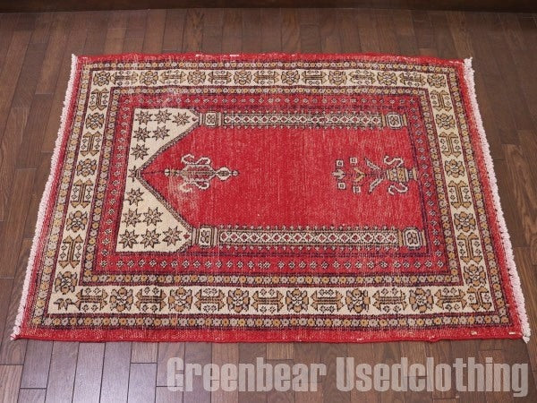 RAGQ161 ビンテージトライバルラグ ウール絨毯 114.5cm×82.5cm