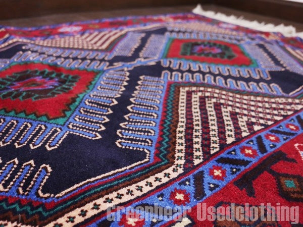 RAGQ204 未使用品 アフガンラグ ビンテージトライバルラグ ウール絨毯 145cm×88cm