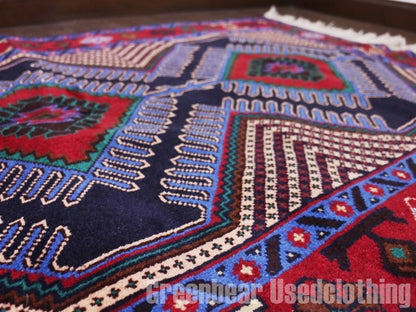 RAGQ204 未使用品 アフガンラグ ビンテージトライバルラグ ウール絨毯 145cm×88cm