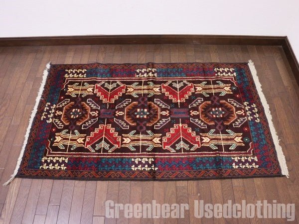 RAGQ206 未使用品 アフガンラグ ビンテージトライバルラグ ウール絨毯 146cm×87cm